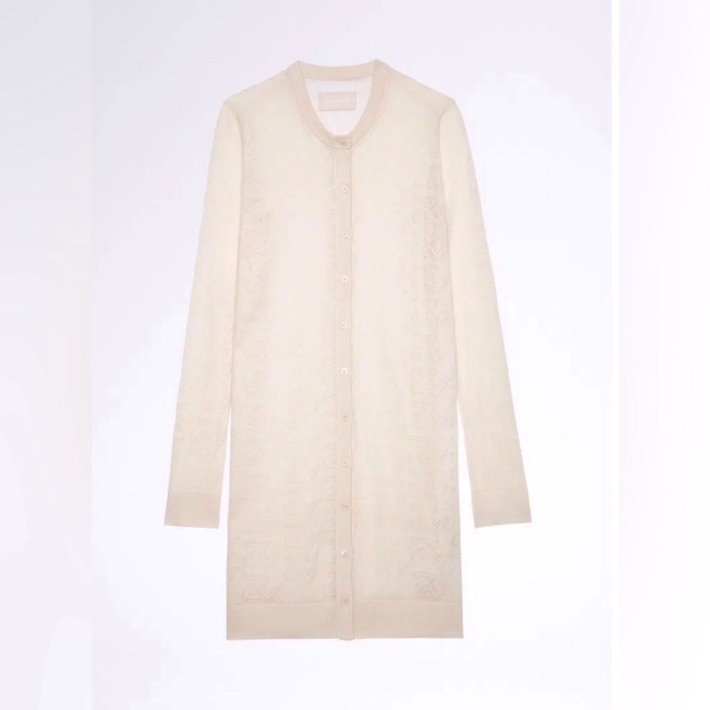Zadig & Voltaire Monogram Knit Nila Open Front Long Sleeve Cardigan - Picture 15 of 15